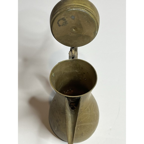 Vintage Middle Eastern Brass Dallah Coffee Tea Pot 12" Tall - Picture 10 of 10